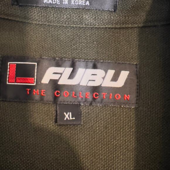 FUBU The Collection Sport Button Down Shirt Men's XL Green Heavy Polynosic Blend - Picture 2 of 13